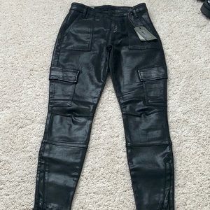 Skinny black metallic jeans